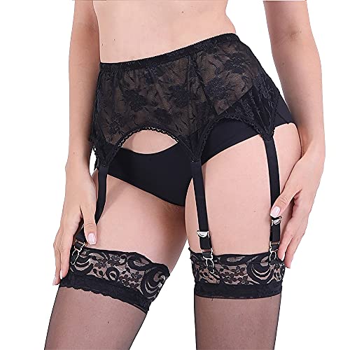 Damen Mysterious Sexy Schwarz 6 Vintage Metall Clips Strumpfband Gürtel für Strümpfe, Schwarze Metall-Clips, XXL von STYGIFT