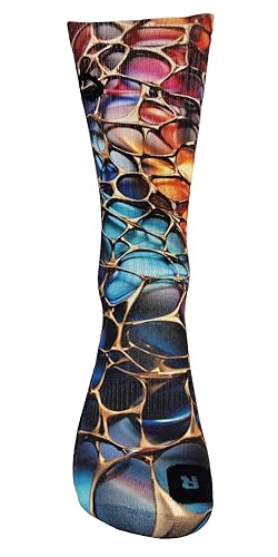 Carbon Golden Rainbow Handmade Digitales Druck für Basketball Volleyball Tennis Fitness Handball Golf Radfahren Laufen Atmungsaktiv Coolmax Socken für Höhe Leistung (DE/NL/SE/PL, Numerisch, 43, 46) von STYLE FOREVER