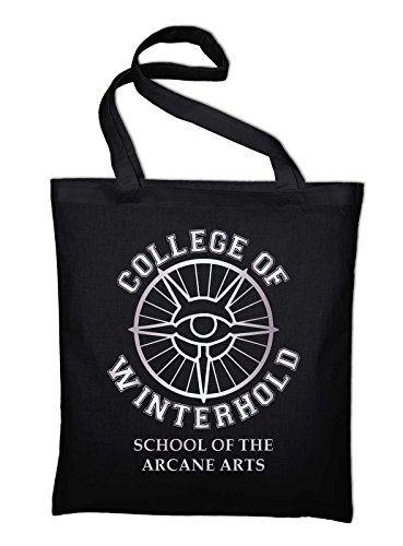 STYLETEX23 College of Winterhold Logo Jutebeutel Baumwolltasche, schwarz von STYLETEX23