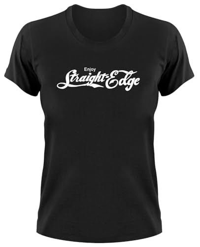 STYLETEX23 Enjoy Straight Edge T-Shirt, XXL, Damen Schwarz von STYLETEX23