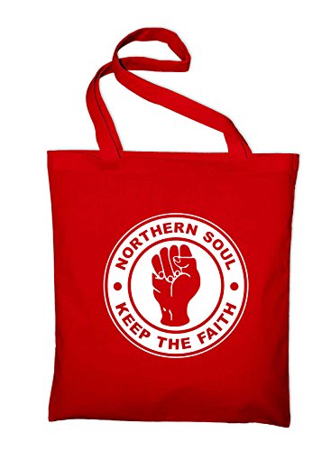 STYLETEX23 Northern Soul Music Logo Jutebeutel Baumwolltasche, red von STYLETEX23