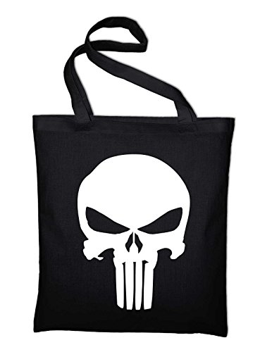 STYLETEX23 The Punisher Logo Jutebeutel Baumwolltasche, schwarz von STYLETEX23