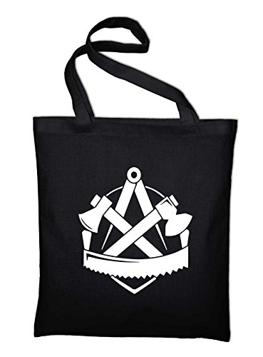 Zimmerer Zimmermann Zunft Wappen Logo Jutebeutel, Beutel, Stoffbeutel, Baumwolltasche, schwarz von STYLETEX23