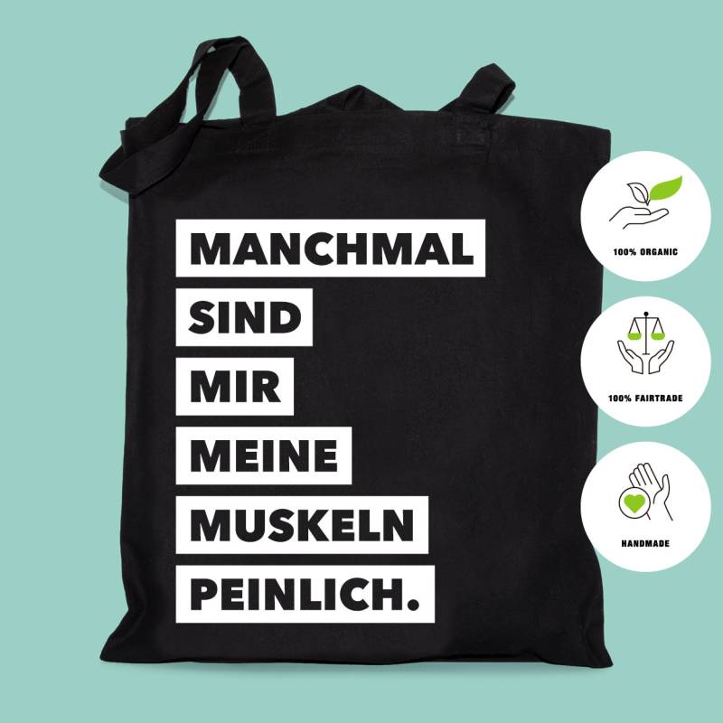 Jutebeutel Muskeln Peinlich - Stoffbeutel Mit Siebdruck Von Hand | Ironie Humor Spaß Baumwolltasche Tasche Beutel Biobaumwolle von STYLETORY