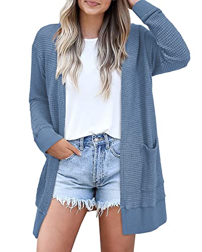 STYLEWORD 2025 Strickjacke Damen Langarm Sommer Leichtes Cardigan Open Front Strickpullover mit Taschen von STYLEWORD
