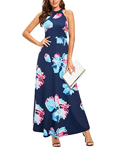 STYLEWORD Sommmerkleid Damen Lang Elegant Kleid Ärmellos Maxikleid Sommer für Hochzeit(Floral05,M) von STYLEWORD