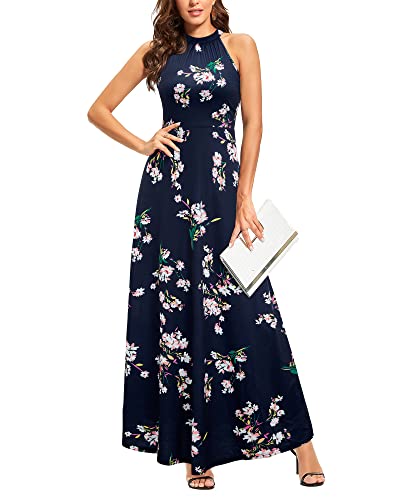 STYLEWORD Sommmerkleid Damen Lang Elegant Kleid Ärmellos Maxikleid Sommer für Hochzeit(Floral21,XXL) von STYLEWORD