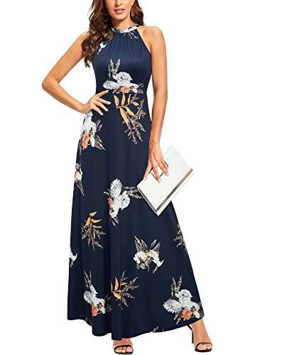 STYLEWORD Sommmerkleid Damen Lang Elegant Kleid Ärmellos Maxikleid Sommer für Hochzeit(Floral19,M) von STYLEWORD