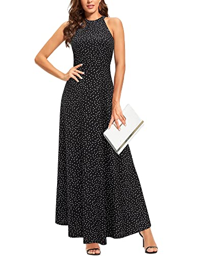 STYLEWORD Sommmerkleid Damen Lang Elegant Kleid Ärmellos Maxikleid Sommer für Hochzeit(Floral37,S) von STYLEWORD