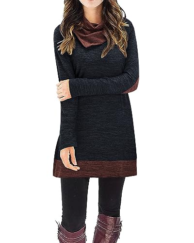 STYLEWORD Strickkleid Damen Herbstkleid Langarm Pulloverkleid Warm Winterkleid Tunika Kleid für Herbst Winter(Chacoral,Mittel) von STYLEWORD