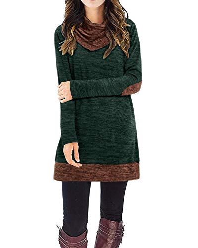 STYLEWORD Strickkleid Damen Herbstkleid Langarm Pulloverkleid Warm Winterkleid Tunika Kleid für Herbst Winter(Dunkelgrün-220,Mittel) von STYLEWORD