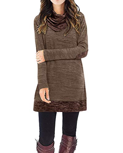 STYLEWORD Strickkleid Damen Herbstkleid Langarm Pulloverkleid Warm Winterkleid Tunika Kleid für Herbst Winter(Kaffee-220,Mittel) von STYLEWORD