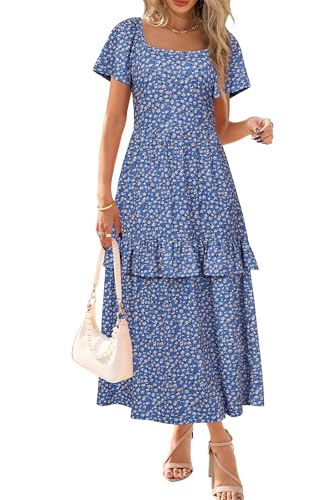 STYLEWORD Sommerkleid Damen Lang Kurzarm Sommer Kleider Urlaub Outfits Maxikleid von STYLEWORD