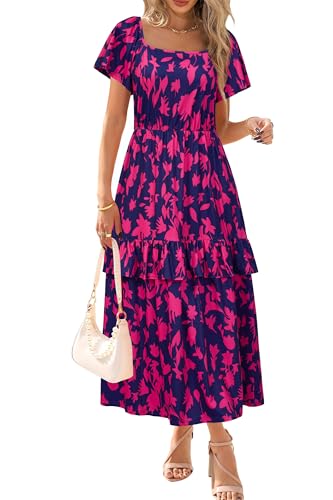 STYLEWORD Sommerkleid Damen Lang Kurzarm Sommer Kleider Urlaub Outfits Maxikleid von STYLEWORD