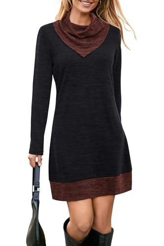 STYLEWORD Strickkleid Damen Herbstkleid Langarm Pulloverkleid Warm Winterkleid Tunika Kleid für Herbst Winter(Chacoral,L) von STYLEWORD