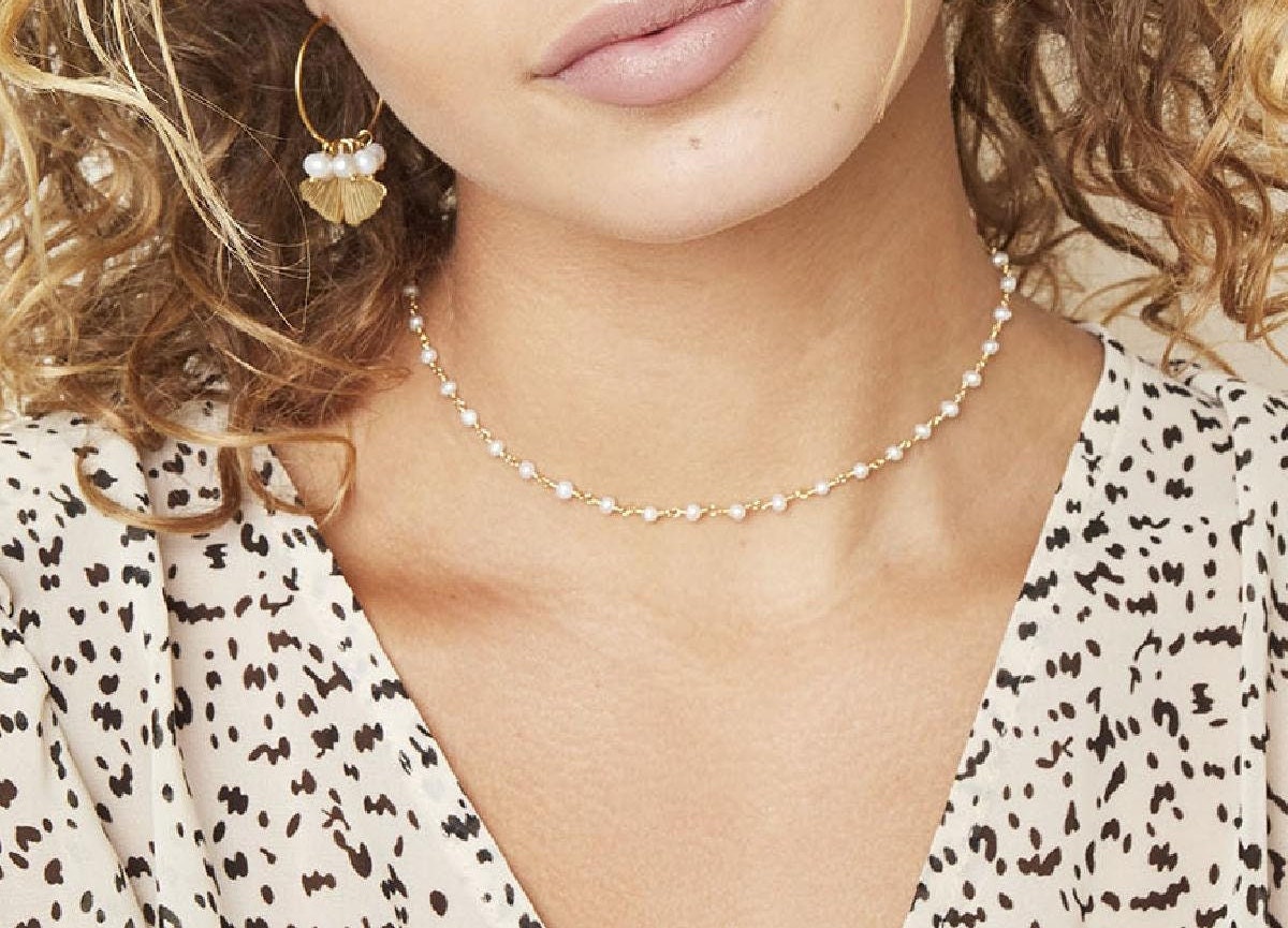 Halskette/Kette Chain Of Pearls Kupfer Vergoldet Goldene Perlen Halskette/Kette Chain Of Pearls Kupfer Vergoldet Goldene Perlen von STYLExCODE