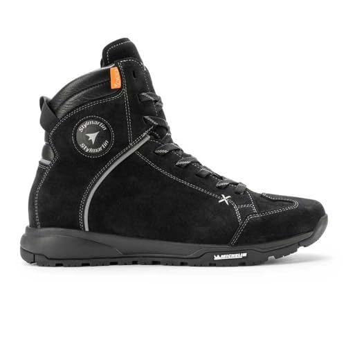 Stylmartin ZED WP schwarz Motorradschuhe CE Sneaker wasserdicht Leder D3O Protektoren Michelin Sohle, 43 von STYLMARTIN