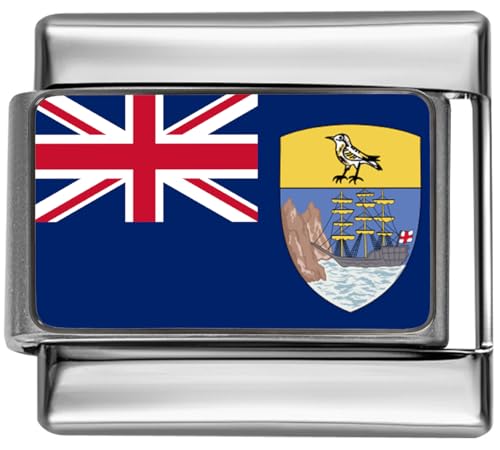 STYLYSH CHARMS Anhänger PC237 mit St. Helena-Flagge, 9 mm, 304L-Edelstahl, traditionelles italienisches Modular, kompatibel mit allen hochwertigen 9 mm großen italienischen Charms STYLYSH CHARMS Anhänger PC237 mit St. Helena-Flagge, 9 mm, 304L-Edelstahl, traditionelles italienisches Modular, kompatibel mit allen hochwertigen 9 mm großen italienischen Charms von STYLYSH CHARMS