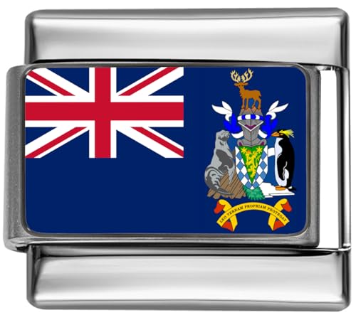 STYLYSH CHARMS Italienischer Charm-Anhänger Südgeorgien Sandwichinseln, 9 mm, 304L Edelstahl, traditionelles Modular, PC236, passend für klassische italienische Charms von STYLYSH CHARMS