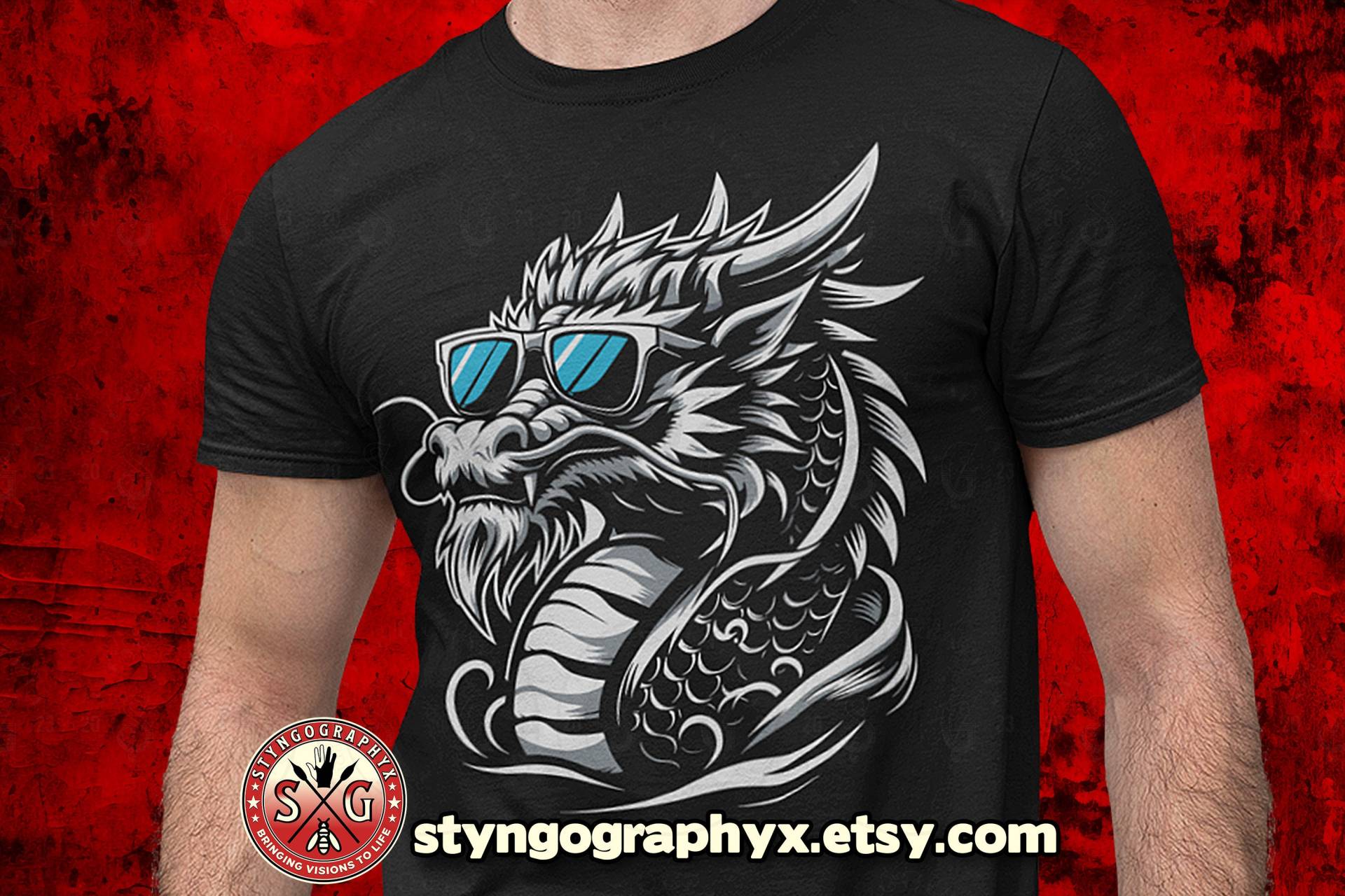 Cool Dragon - Chinese Zodiac Sign Fire Breather Legendary Creature Mythical Animal T-Shirt Perfect Gift For Fantasy Creatures Lovers Cool Dragon - Chinese Zodiac Sign Fire Breather Legendary Creature Mythical Animal T-Shirt Perfect Gift For Fantasy Creatures Lovers von STYNGoGRAPHYX