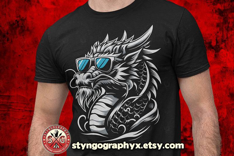 Cool Dragon - Chinese Zodiac Sign Fire Breather Legendary Creature Mythical Animal T-Shirt Perfect Gift For Fantasy Creatures Lovers von STYNGoGRAPHYX