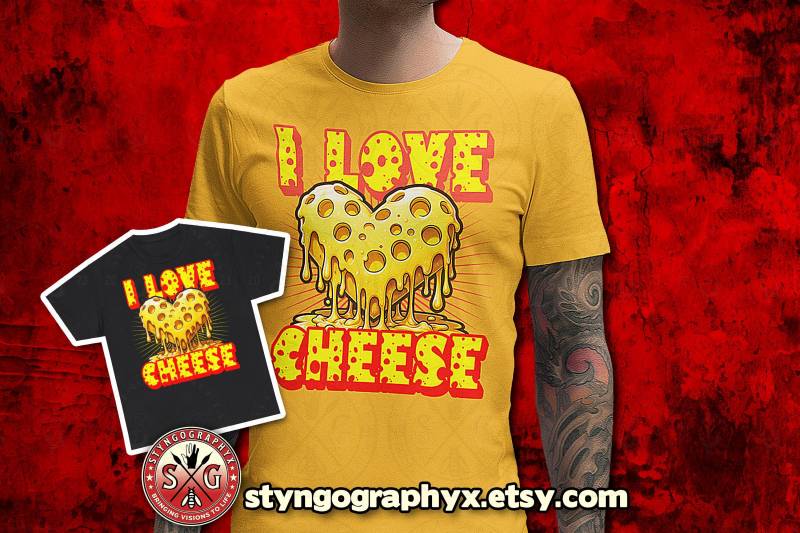 I Love Cheese | Unique Foodie Gifts For Lovers Gourmet Treats & Tasting Tshirt Gift Ideas von STYNGoGRAPHYX