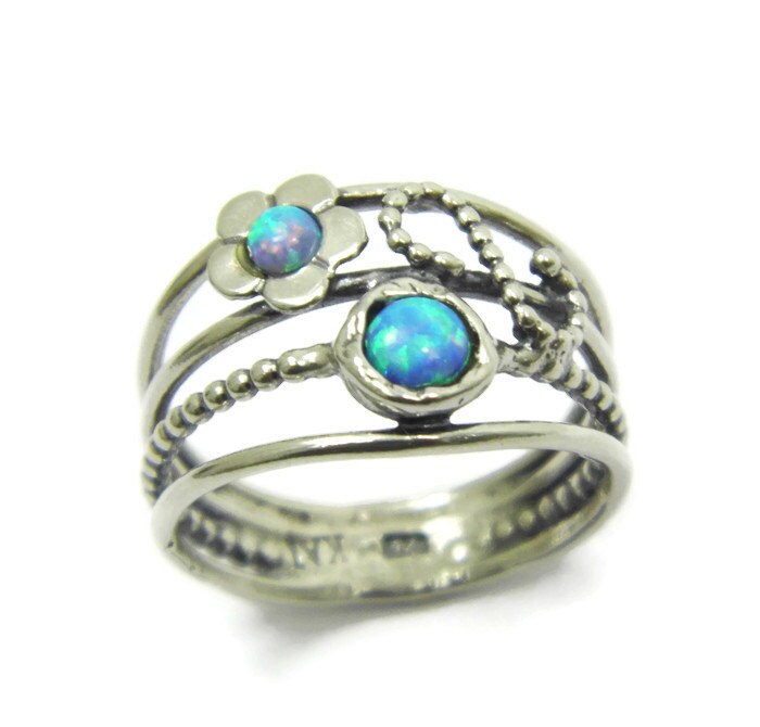 Opal Ring. Blumiger Opalring Aus Sterlingsilber. Silber Opalring. Silberring. Floraler | Sr-9921-1335 Opal Schmuck von STarLighTstudiO3