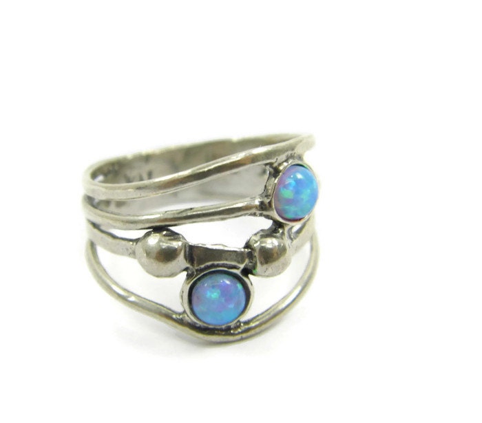 Silberner Opalring. Doppelter Opalring Aus Sterlingsilber. Silberring. Opal-Silberring. Breiter Ring. Opalschmuck | Sr-9968-1467 von STarLighTstudiO3