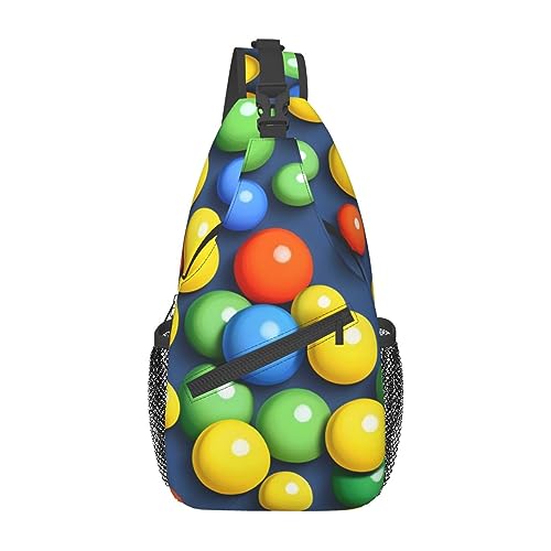 Bunte Ball-Rucksäcke, Herren- und Damen-Brusttaschen, Crossbody-Taschen, Wandern, modische Schultertaschen, Outdoor-Sport, Schwarz, Einheitsgröße, Kreuz-Brusttasche diagonal von STejar