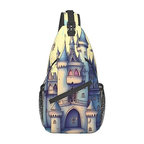 Fairytale Castle Rucksäcke, Herren und Damen, Brusttaschen, Crossbody-Taschen, Wandern, modische Schultertaschen, Outdoor-Sport, Schwarz, Einheitsgröße, Kreuz-Brusttasche diagonal von STejar