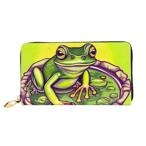 Frog In A Pond Damen-Geldbörse, Leder, große Kapazität, Clutch, Handy-Clutch, Kreditkartenhalter, Schwarz, Einheitsgröße, modern, Schwarz , Einheitsgröße, Modern von STejar