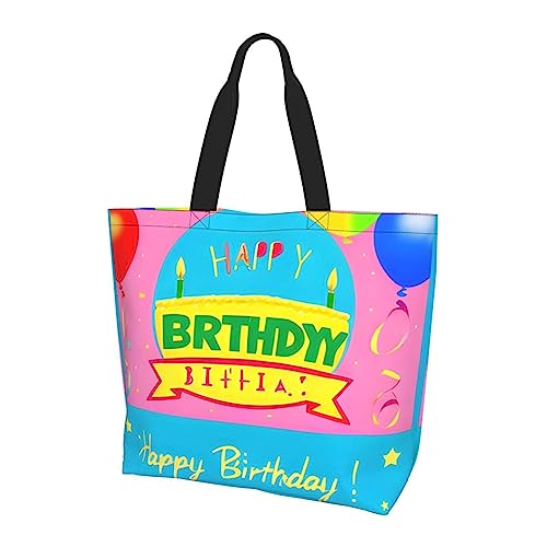 Happy Birthday Ballon-Damen-Schultertasche mit großem Fassungsvermögen, geeignet für den täglichen Gebrauch, Reisen, Einkaufen, Schule und Arbeit, Schwarz, Einheitsgröße von STejar