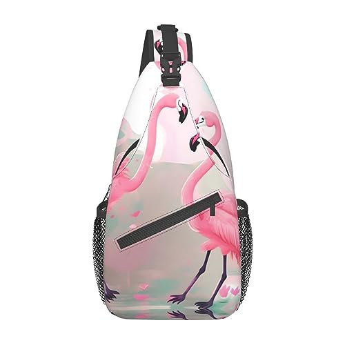 Love Flamingo Rucksäcke, Herren und Damen, Brusttaschen, Crossbody-Taschen, Wandern, Mode, Schultertaschen, Outdoor-Sport, Schwarz, Einheitsgröße, Kreuz-Brusttasche diagonal von STejar