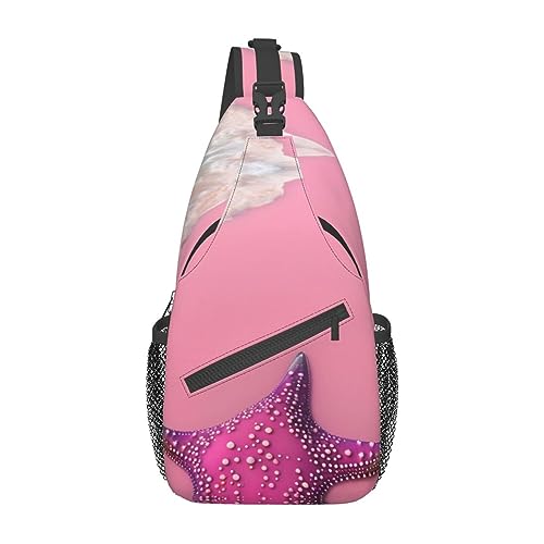 Pink Sand Strand-Rucksäcke, Herren und Damen, Brusttaschen, Crossbody-Taschen, Wandern, modische Schultertaschen, Outdoor-Sport, Schwarz, Einheitsgröße, Kreuz-Brusttasche diagonal von STejar