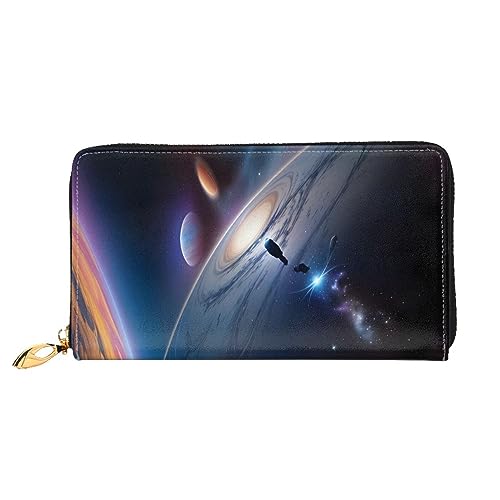 STejar A Fascinating Universe Damen-Geldbörse, Leder, große Kapazität, Clutch, Handy-Clutch, Kreditkartenhalter, Schwarz, Einheitsgröße, modern, Schwarz , Einheitsgröße, Modern von STejar