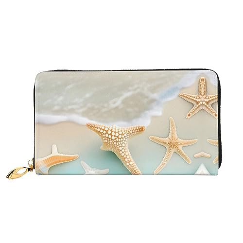 STejar Beach Seestern Damen-Geldbörse, Leder, große Kapazität, Clutch, Handy-Clutch, Kreditkartenhalter, Schwarz, Einheitsgröße, modern, Schwarz , Einheitsgröße, Modern von STejar