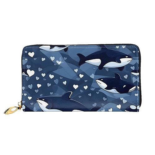 STejar Blue Killer Whale Damen-Geldbörse, Leder, große Kapazität, Clutch, Handy-Clutch, Kreditkartenhalter, Schwarz, Einheitsgröße, modern, Schwarz , Einheitsgröße, Modern von STejar