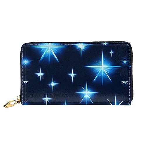 STejar Cartoon Blue Star Damen-Geldbörse, Leder, große Kapazität, Clutch, Handy-Clutch, Kreditkartenhalter, Schwarz, Einheitsgröße, modern, Schwarz , Einheitsgröße, Modern von STejar