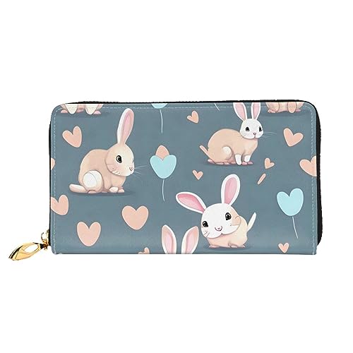 STejar Cartoon Cute Bunny Damen-Geldbörse, Leder, große Kapazität, Clutch, Handy-Clutch, Kreditkartenhalter, Schwarz, Einheitsgröße, modern, Schwarz , Einheitsgröße, Modern von STejar