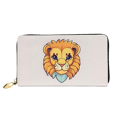 STejar Cartoon Cute Little Lion Damen-Geldbörse, Leder, große Kapazität, Clutch, Handy-Clutch, Kreditkartenhalter, Schwarz, Einheitsgröße, modern, Schwarz , Einheitsgröße, Modern von STejar