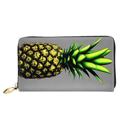 STejar Cartoon Pineapple Damen-Geldbörse, Leder, große Kapazität, Clutch, Handy-Clutch, Kreditkartenhalter, Schwarz, Einheitsgröße, modern, Schwarz , Einheitsgröße, Modern von STejar