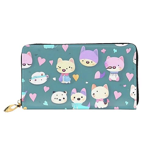 STejar Cute Little Fox Damen-Geldbörse, Leder, große Kapazität, Clutch, Handy-Clutch, Kreditkartenhalter, Schwarz, Einheitsgröße, modern, Schwarz , Einheitsgröße, Modern von STejar