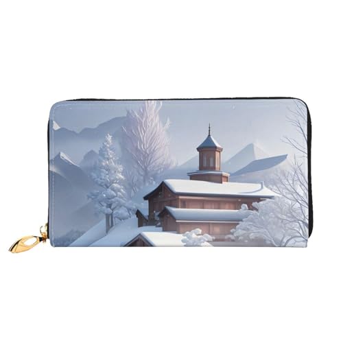 STejar Damen Geldbörse mit Winterlandschaft, Leder, große Kapazität, Clutch, Handy-Clutch, Kreditkartenhalter, Schwarz, Einheitsgröße, modern, Schwarz , Einheitsgröße, Modern von STejar