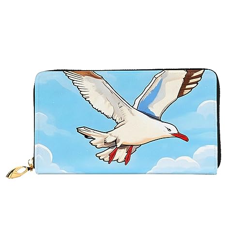 STejar Flying Seagulls Damen-Geldbörse, Leder, große Kapazität, Clutch, Handy-Clutch, Kreditkartenhalter, Schwarz, Einheitsgröße, modern, Schwarz , Einheitsgröße, Modern von STejar