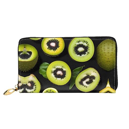 STejar Green Kiwi Damen-Geldbörse, Leder, große Kapazität, Clutch, Handy-Clutch, Kreditkartenhalter, Schwarz, Einheitsgröße, modern, Schwarz , Einheitsgröße, Modern von STejar