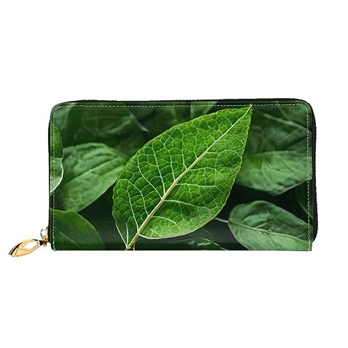 STejar Green Leaf Nature Damen-Geldbörse, Leder, große Kapazität, Clutch, Handy-Clutch, Kreditkartenhalter, Schwarz, Einheitsgröße, modern, Schwarz , Einheitsgröße, Modern von STejar