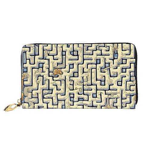 STejar Labyrinth Damen-Geldbörse, Leder, große Kapazität, Clutch, Handy-Clutch, Kreditkartenhalter, Schwarz, Einheitsgröße, modern, Schwarz , Einheitsgröße, Modern von STejar