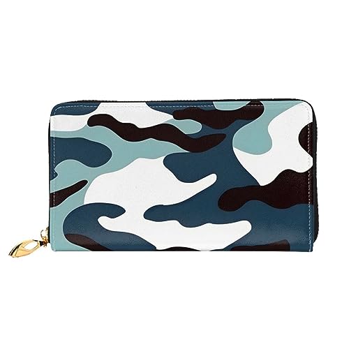 STejar Marine Camouflage Damen Geldbörse Leder Große Kapazität Clutch Tasche Frauen Handy Clutch Kreditkartenhalter Schwarz Einheitsgröße Modern, Schwarz , Einheitsgröße, Modern von STejar