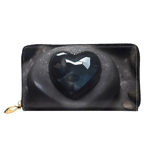 STejar Mysterious Love Stone Damen-Geldbörse, Leder, große Kapazität, Clutch, Handy-Clutch, Kreditkartenhalter, Schwarz, Einheitsgröße, modern, Schwarz , Einheitsgröße, Modern von STejar