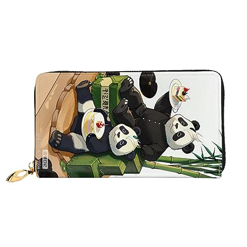 STejar Pandas Of Father And Son Damen-Geldbörse, Leder, große Kapazität, Clutch, Handy-Clutch, Kreditkartenhalter, Schwarz, Einheitsgröße, modern, Schwarz , Einheitsgröße, Modern von STejar